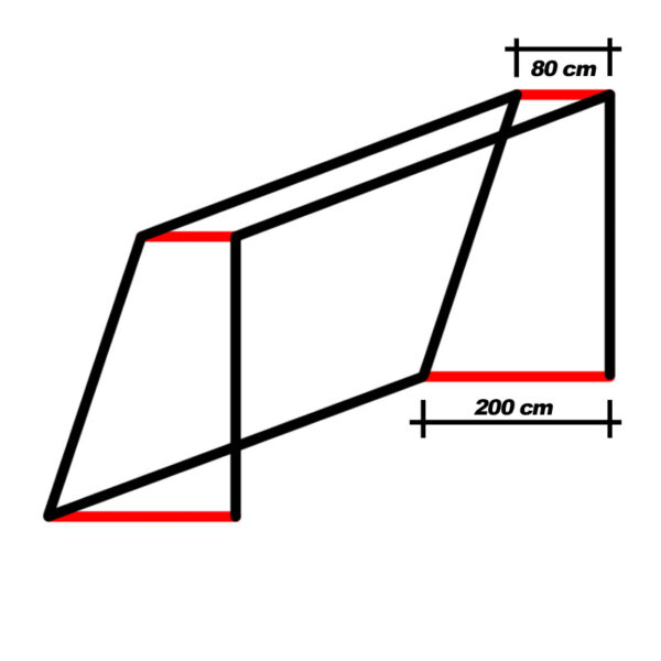 Fussballtor Skizze mit Vermassung 80 cm oben, 200 cm unten