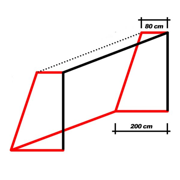 Fussballtor Skizze mit Vermassung 80 cm oben, 200 cm unten