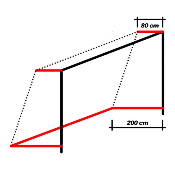 Fussballtor Skizze mit Vermassung 80 cm oben, 200 cm unten