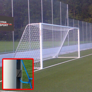 Fussballtor mobil 7 m weiss lackiert mit Kunststoff-Netzhaken