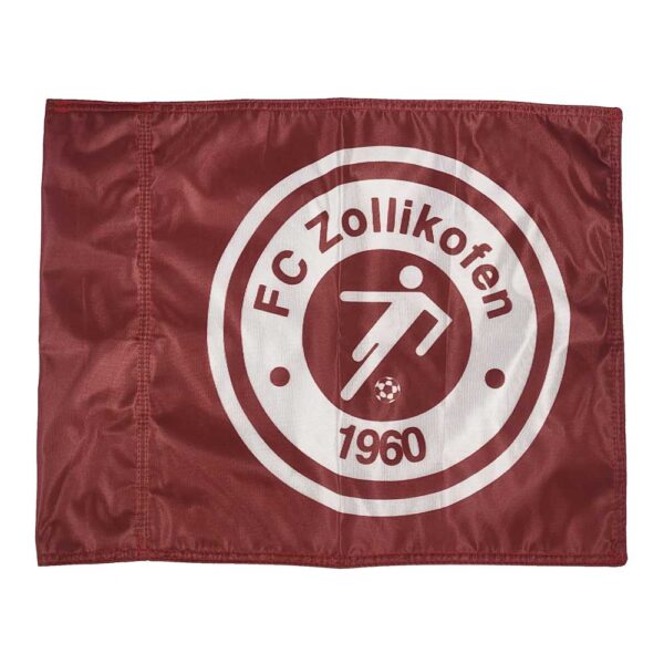 Cornerfahne mit Logo von FC Zollikofen mit Hintergrund in Vereinsfarben